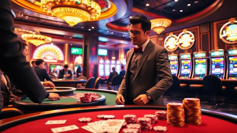 Tập đoàn truyền thông TPJ enhancing excitement at a luxurious casino poker table.