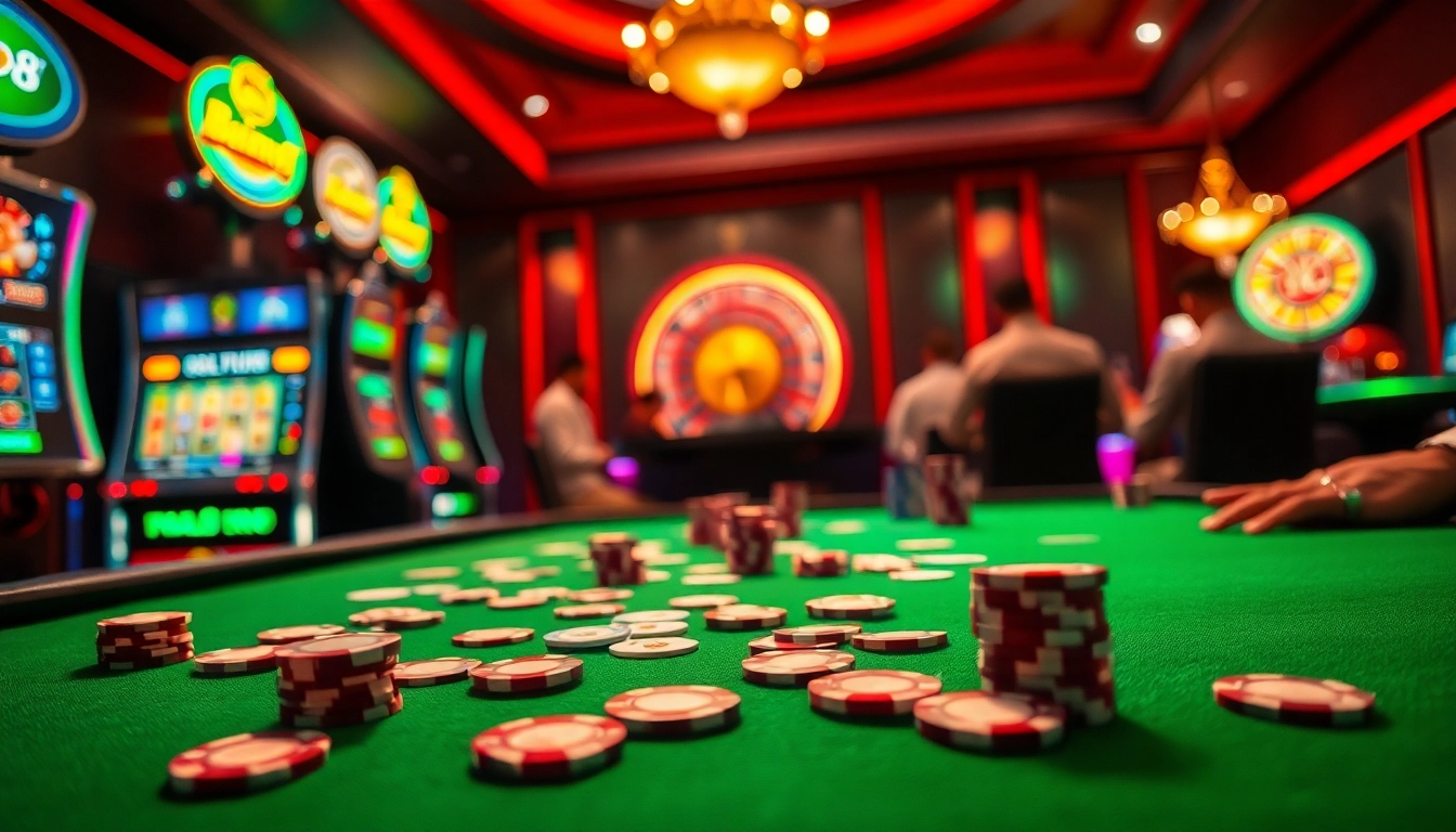 Players engaging in an exciting poker game at the casino, showcasing the Go8 Link experience.