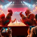 Live online cockfighting event at sv368win.live showcasing vibrant matches and detailed digital interface.