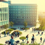 Dynamic scene of students at Nisantasi University apply in a vibrant campus environment.
