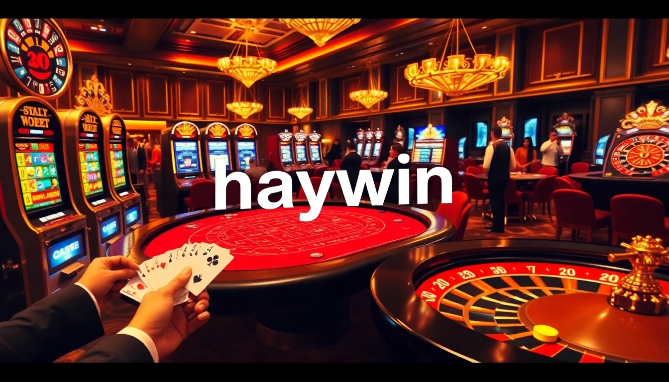Engage with high-stakes gameplay at haywin's luxurious casino featuring vibrant tables and exciting slot machines.