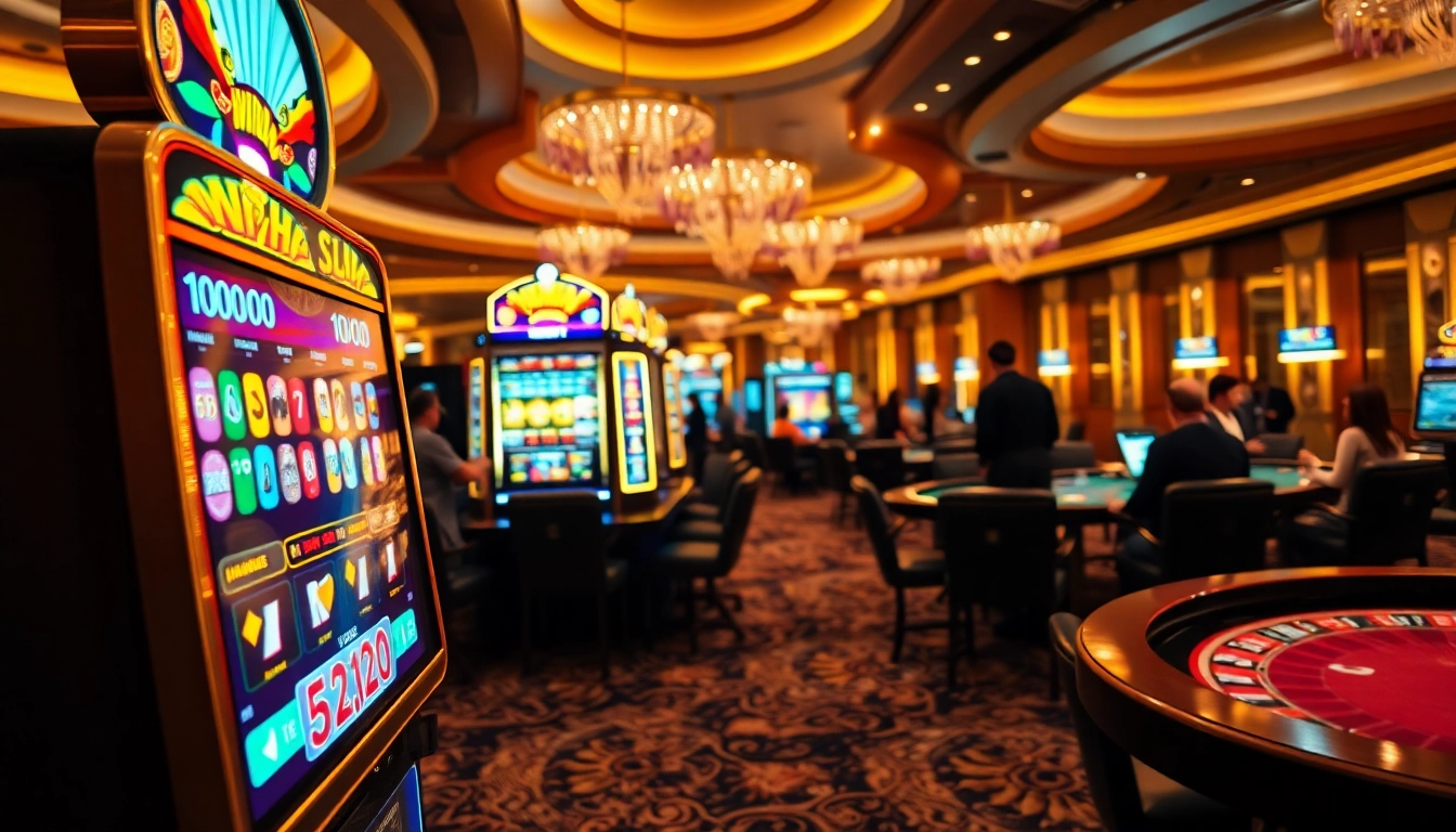 Experience excitement with the vibrant nổ hũ slots, showcasing thrilling games and players in action.