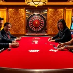 Players enjoying a high-stakes game at LV88 casino with vibrant poker chips and cards.