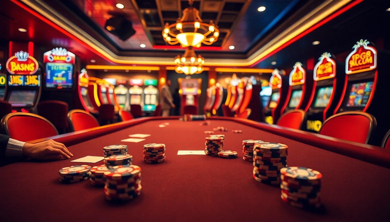 Engage in thrilling games at https://kk55.gratis/ with luxurious casino visuals showcasing vibrant tables and professional dealers.