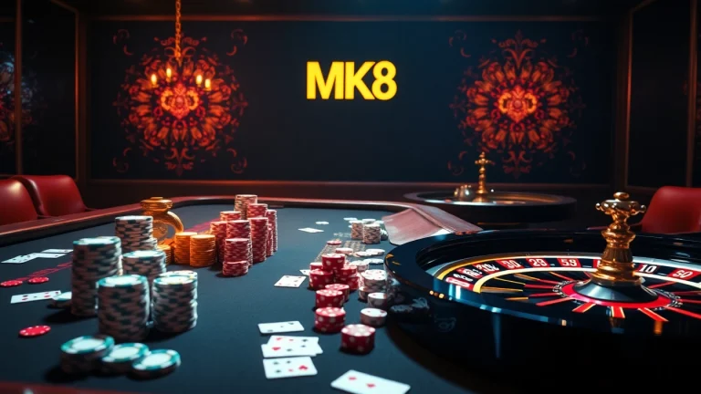 Experience the thrill of MK8 with vibrant casino scenes featuring poker chips and roulette wheels.
