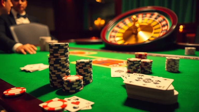 Experience the thrills of sx88 com with a dynamic casino table showcasing cards and chips.