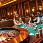 UU88 gaming scene showcasing players engaged at a casino table with cards and chips.