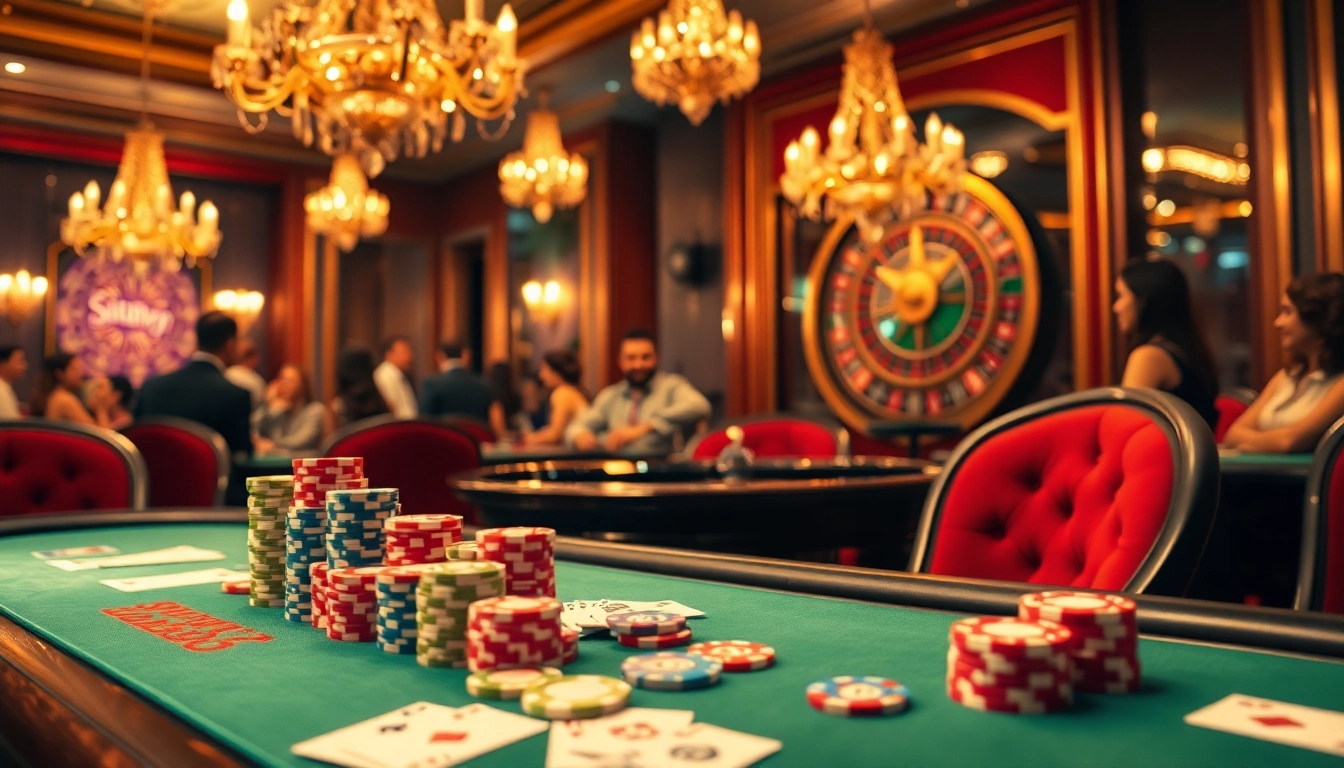 Sunwin players enjoying an exhilarating poker game at a luxurious casino table.
