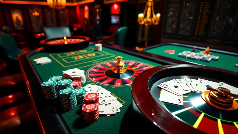 Action-packed poker scene at okkingok.net casino, showcasing vibrant chips and engaged players.