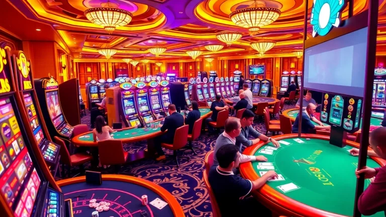 Experience the excitement of gaming at https://go88.family/ with vibrant casino tables and eager players.