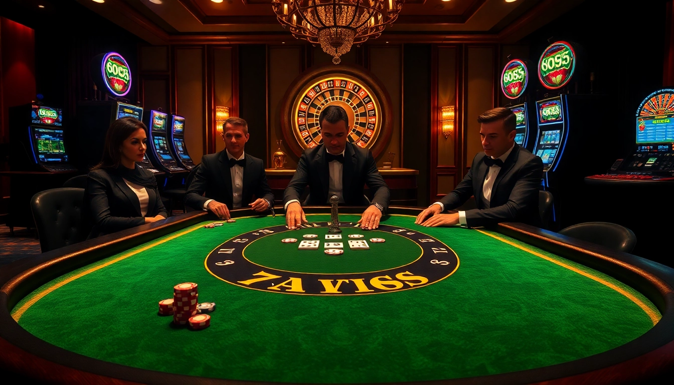 Exciting poker game scene highlighting 79king casino chips and luxury tables.