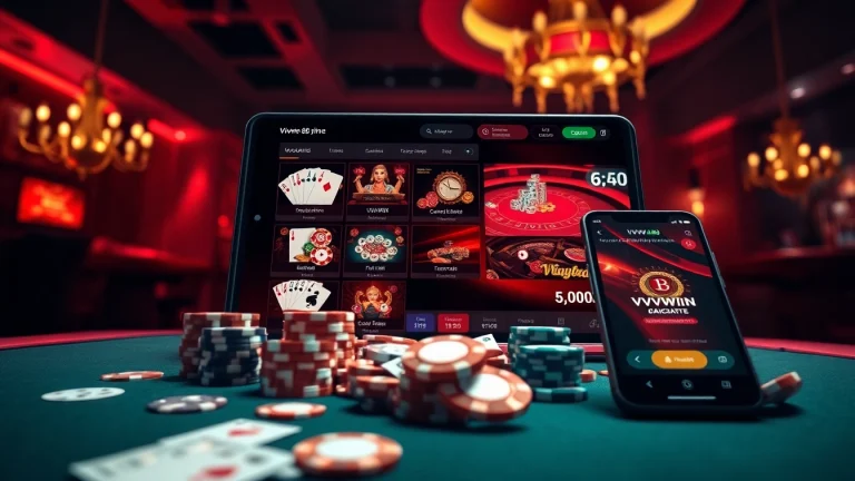 Explore exciting gameplay at vvvwin88.live with a vibrant casino interface showcasing poker, baccarat, and app features.