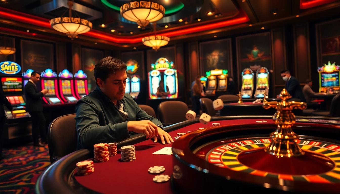 Hòa mình vào bầu không khí sôi động của cờ bạc tại https://luck8.net với các chip poker, lá bài và bàn roulette.