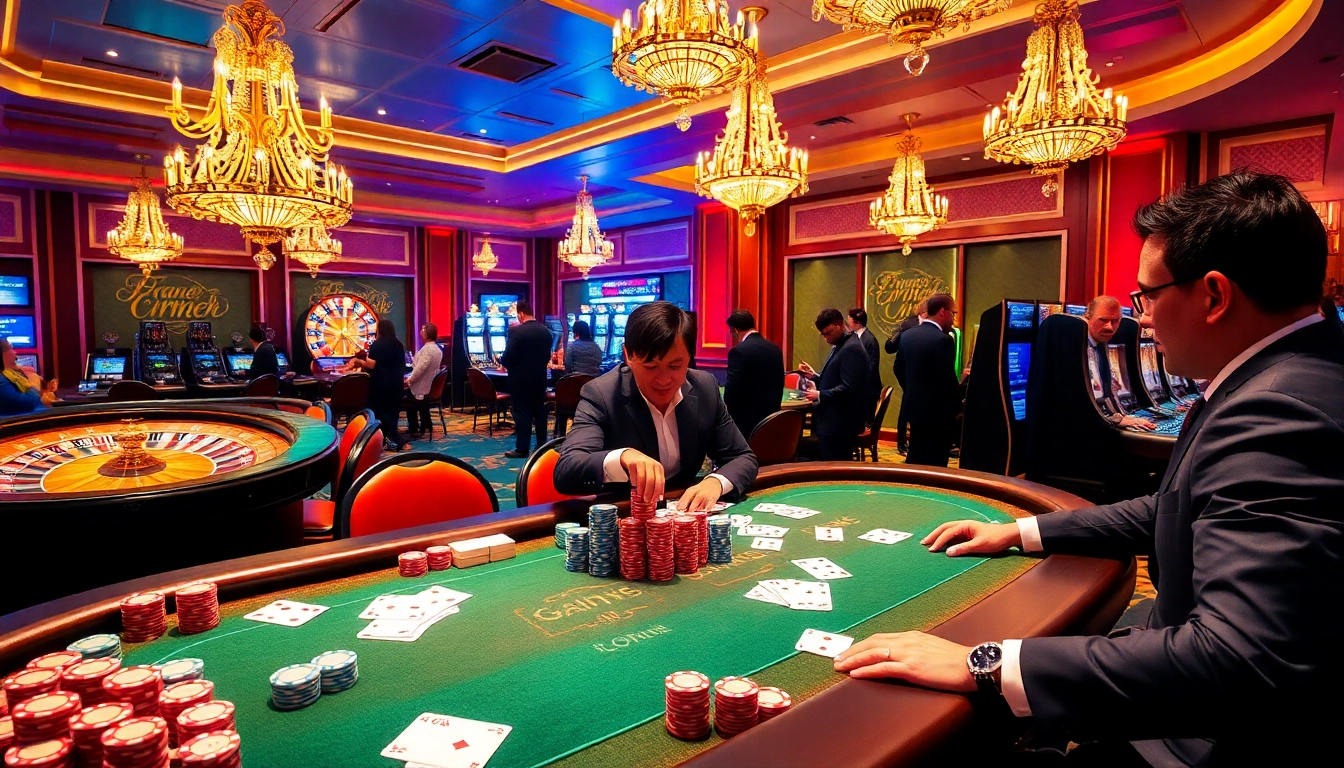 Experience the excitement of high-stakes gambling at 88vv's luxurious casino scene, featuring poker and roulette.