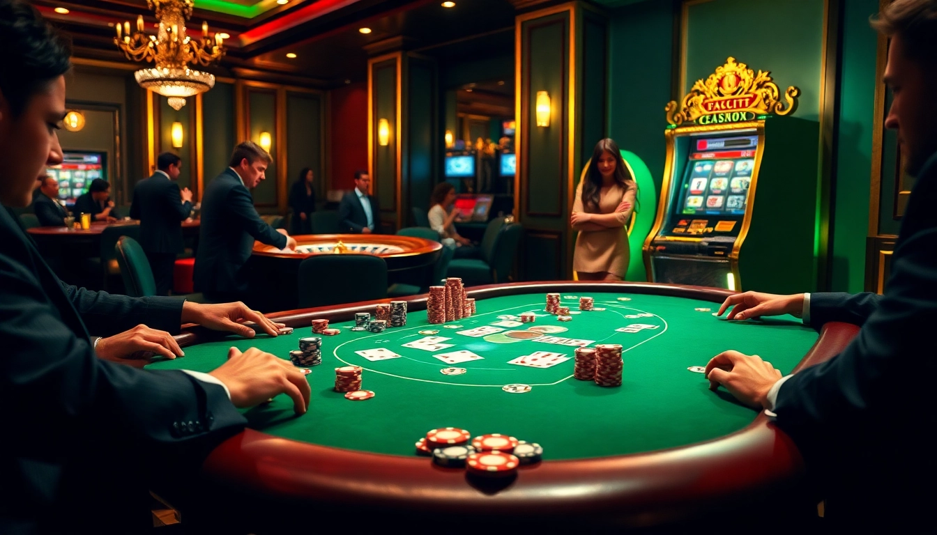 Experience thrilling gameplay at b52club with a lively poker table and vibrant casino atmosphere.