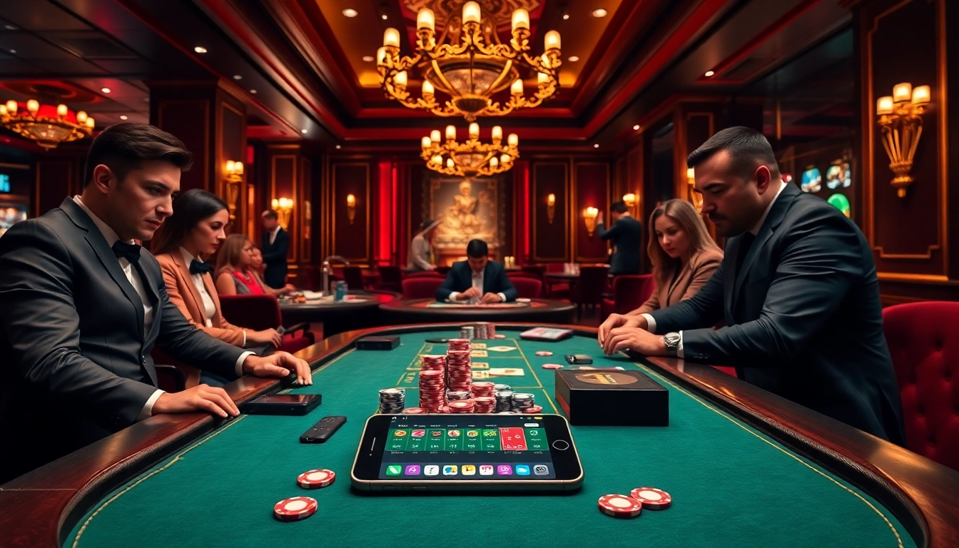 Players engaging at a poker table showcasing MM88, highlighting the luxury of online gambling.