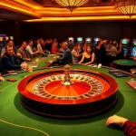 Experience the excitement of FLY88 at a luxurious casino with vibrant tables and games.