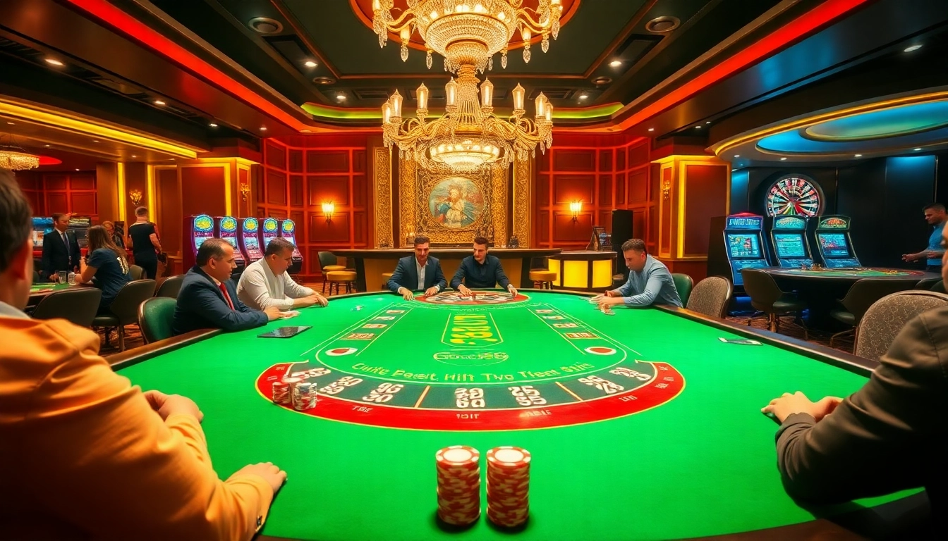 Players strategizing in a luxurious casino setting for good88's vibrant poker experience.