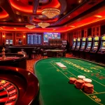 Experience the excitement of high-stakes gambling at MB 66 with vibrant casino tables and slot machines.