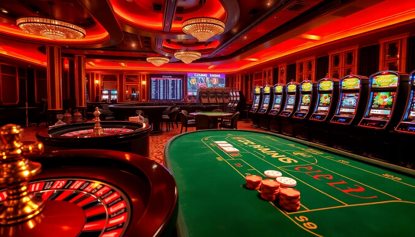 Experience the excitement of high-stakes gambling at MB 66 with vibrant casino tables and slot machines.
