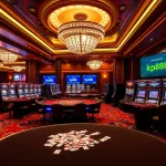 Experience the excitement of kp88 com with vibrant casino visuals showcasing luxurious tables and slot machines.