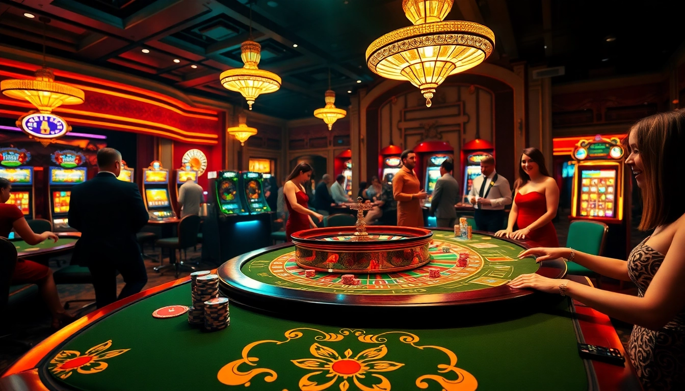 Players enjoying a thrilling game at tha bet casino with vibrant chips and tables.