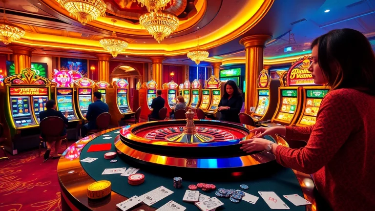 Players at an exciting roulette table in a luxurious casino featuring https://keobongda2.vip/ betting insights.