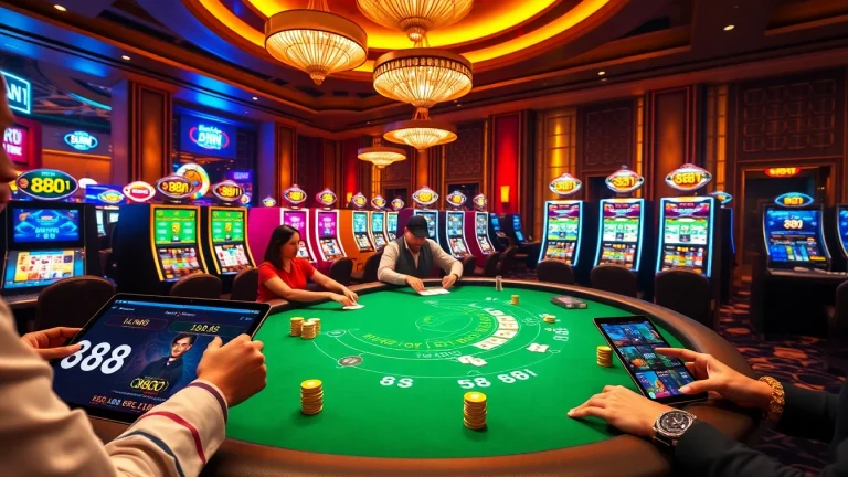 Players enjoying blackjack at a luxurious casino table featuring the 88i logo.