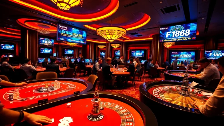 Experience the excitement of F 168 with luxurious casino gameplay featuring poker and roulette.