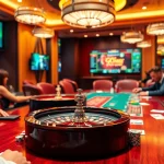 Players engaging in strategic card games at a luxurious casino table representing game bài win79 experience.
