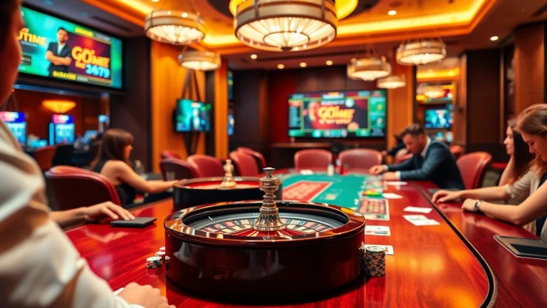 Players engaging in strategic card games at a luxurious casino table representing game bài win79 experience.