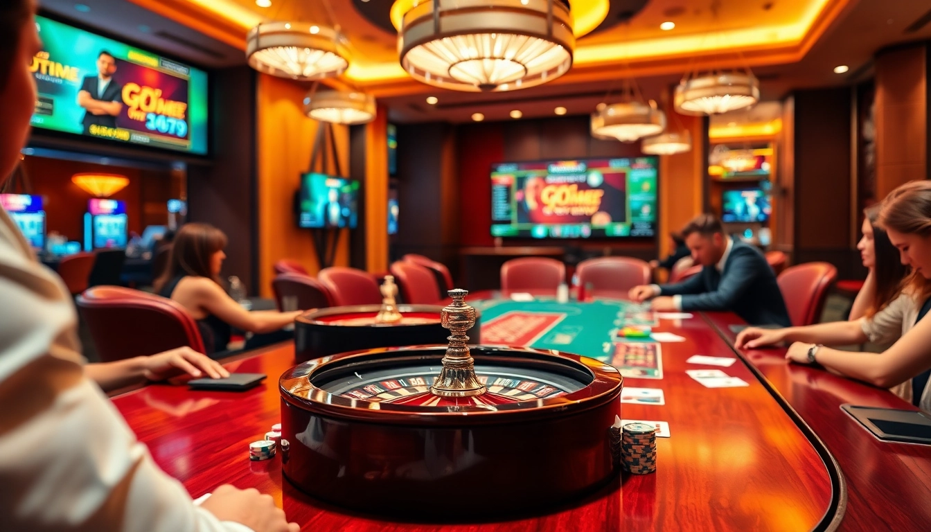 Players engaging in strategic card games at a luxurious casino table representing game bài win79 experience.