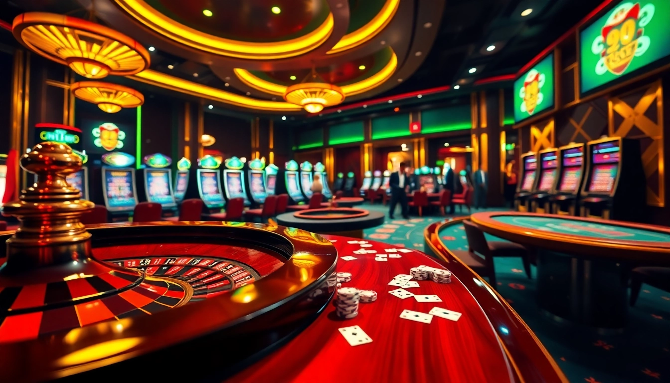 Experience the thrill of KK55 with poker chips and roulette excitement in a luxurious casino.