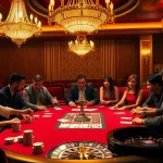 Players engaging in high-stakes poker at the luxurious DA88 casino, capturing thrilling moments.