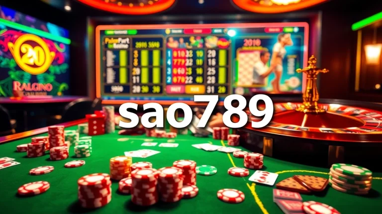 Sao789 gambling excitement with poker chips and a roulette wheel in a luxury casino setting.