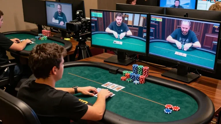 Engage in strategic gameplay with 888b during an online poker session in a professional setting.
