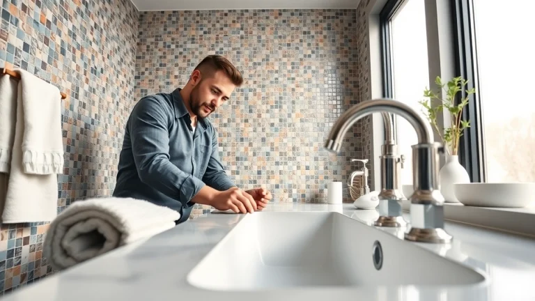 Expert in bathroom installation Manchester perfecting an elegant, modern bathroom design.