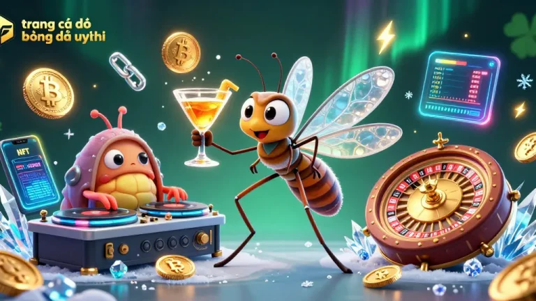 Place bets at trang cá độ bóng đá uy tín with an illustrated mosquito casino mascot and fossil elements in a vibrant setting.