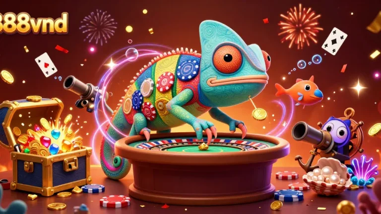 Experience thrilling gameplay at 888vnd with vibrant characters and dynamic casino elements.